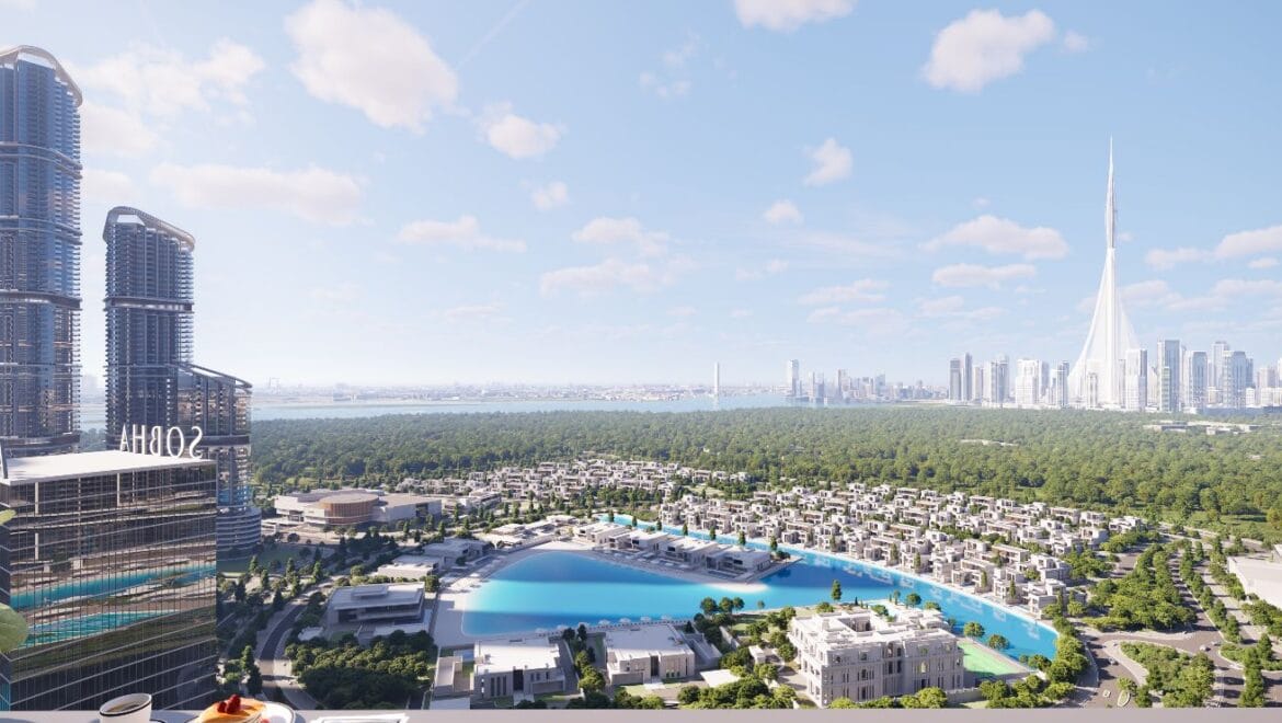 Bright and modern one-bedroom residential apartment at 320 Riverside Crescent, Bukadra, Dubai, featuring a stylish living area and contemporary furnishings.-Propertyana real estate in dubai and sharjeh