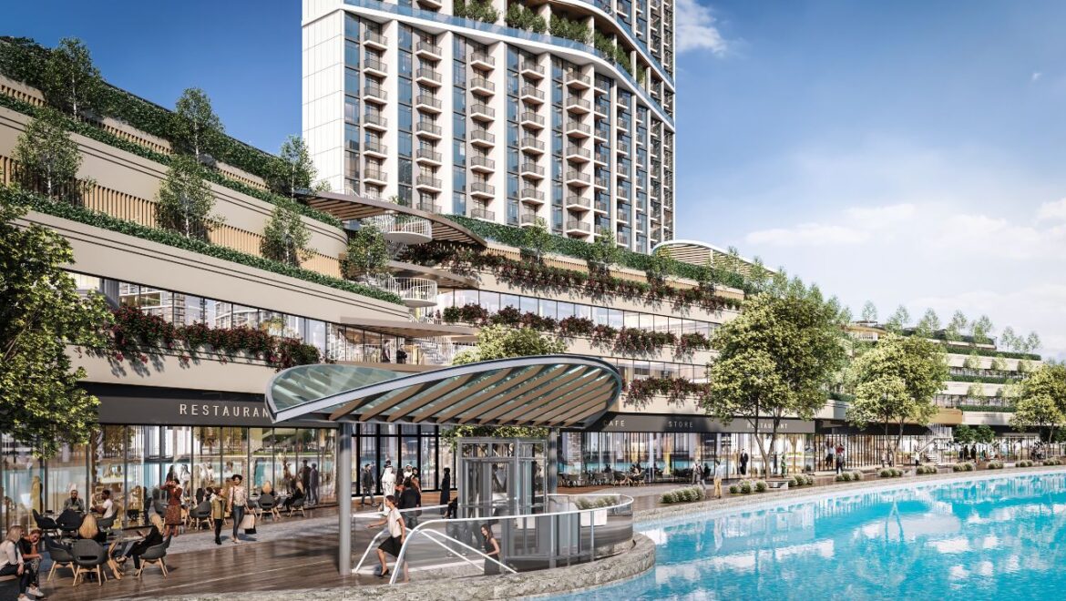 Bright and modern one-bedroom residential apartment at 320 Riverside Crescent, Bukadra, Dubai, featuring a stylish living area and contemporary furnishings.-Propertyana real estate in dubai and sharjeh