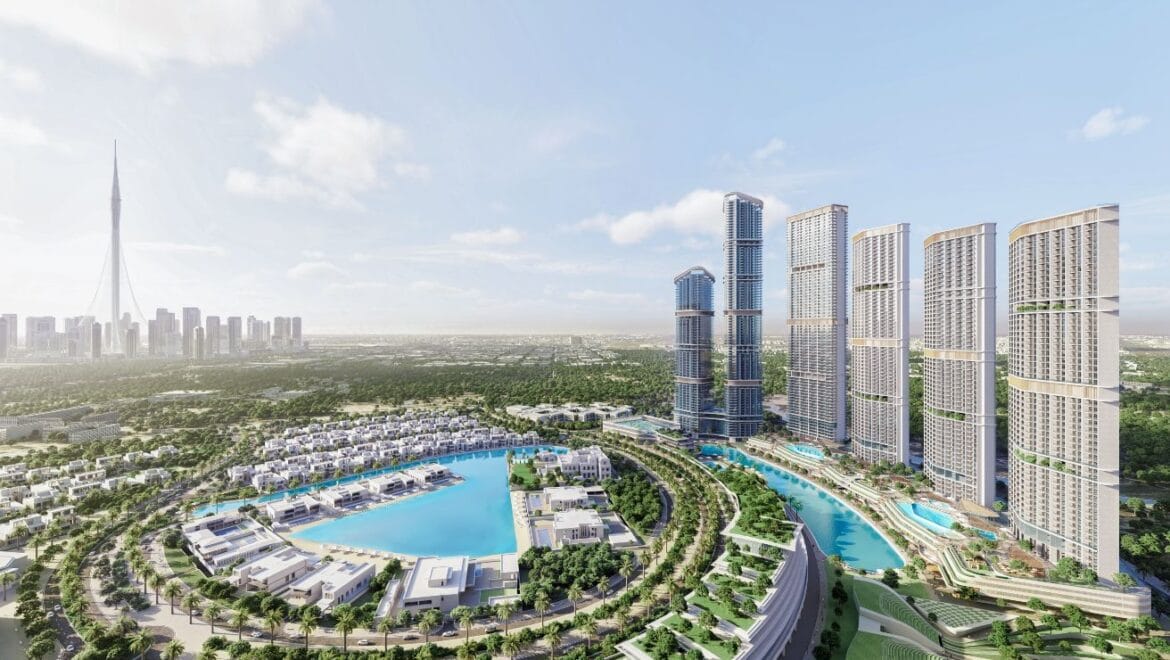 Bright and modern one-bedroom residential apartment at 320 Riverside Crescent, Bukadra, Dubai, featuring a stylish living area and contemporary furnishings.-Propertyana real estate in dubai and sharjeh