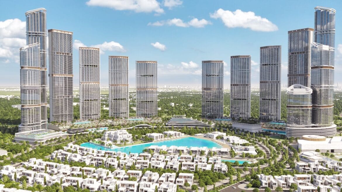 Bright and modern one-bedroom residential apartment at 320 Riverside Crescent, Bukadra, Dubai, featuring a stylish living area and contemporary furnishings.-Propertyana real estate in dubai and sharjeh