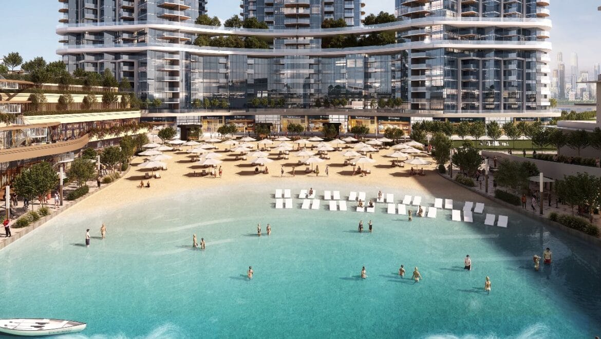 Bright and modern one-bedroom residential apartment at 320 Riverside Crescent, Bukadra, Dubai, featuring a stylish living area and contemporary furnishings.-Propertyana real estate in dubai and sharjeh