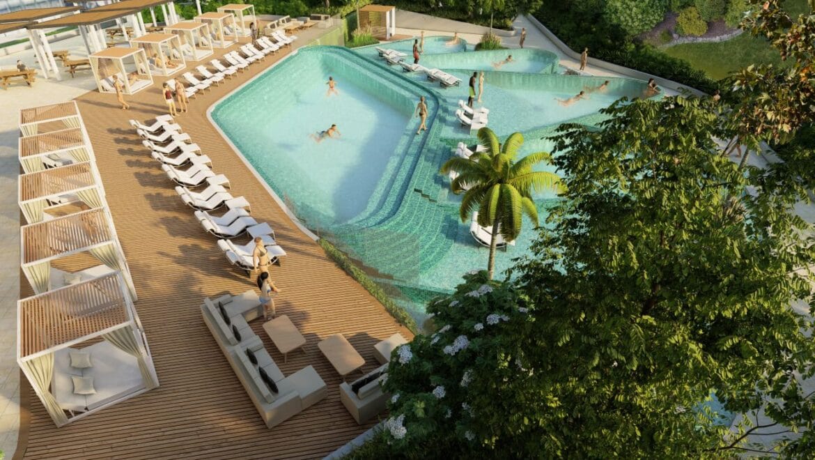 Bright and modern one-bedroom residential apartment at 320 Riverside Crescent, Bukadra, Dubai, featuring a stylish living area and contemporary furnishings.-Propertyana real estate in dubai and sharjeh