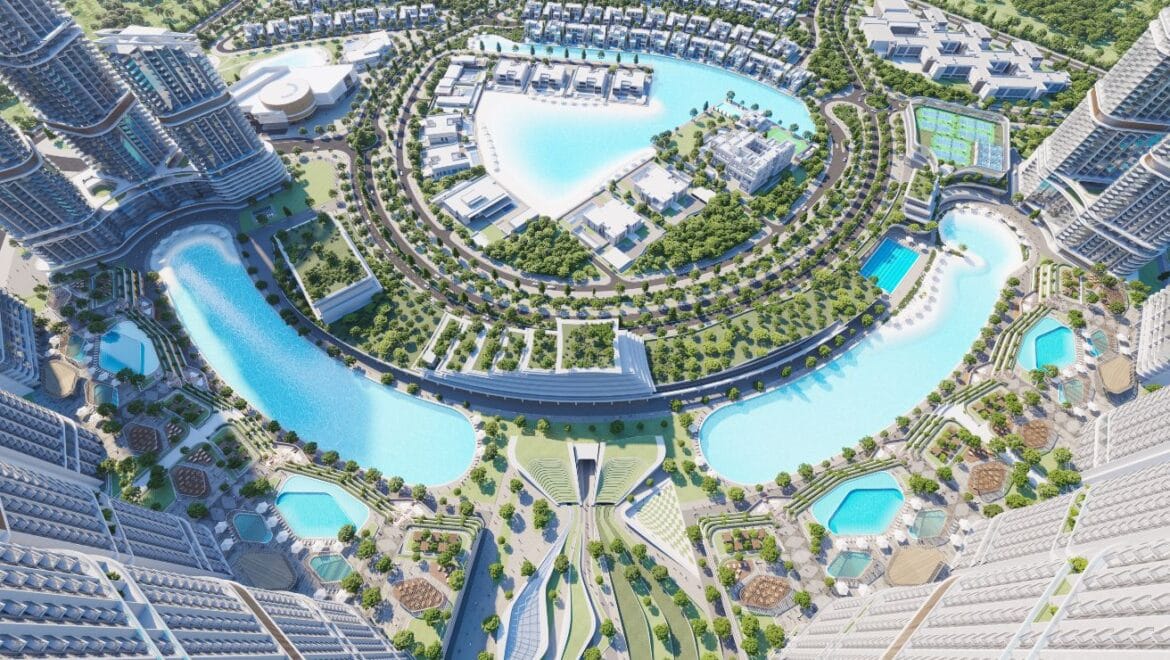 Bright and modern one-bedroom residential apartment at 320 Riverside Crescent, Bukadra, Dubai, featuring a stylish living area and contemporary furnishings.-Propertyana real estate in dubai and sharjeh