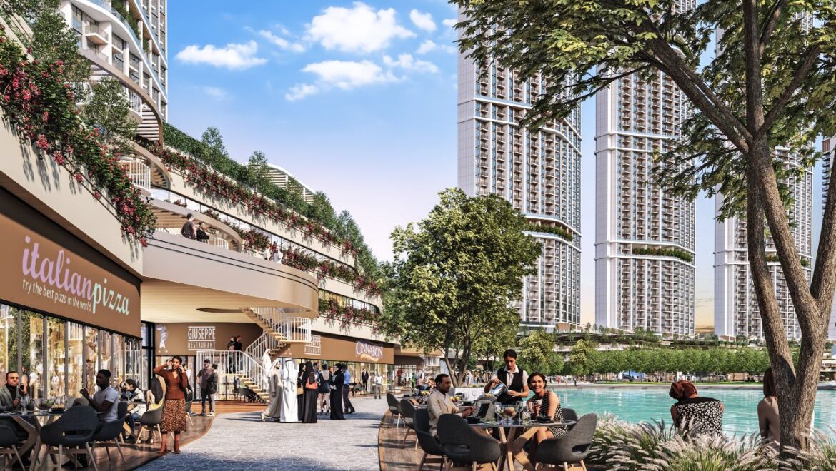 Bright and modern one-bedroom residential apartment at 320 Riverside Crescent, Bukadra, Dubai, featuring a stylish living area and contemporary furnishings.-Propertyana real estate in dubai and sharjeh