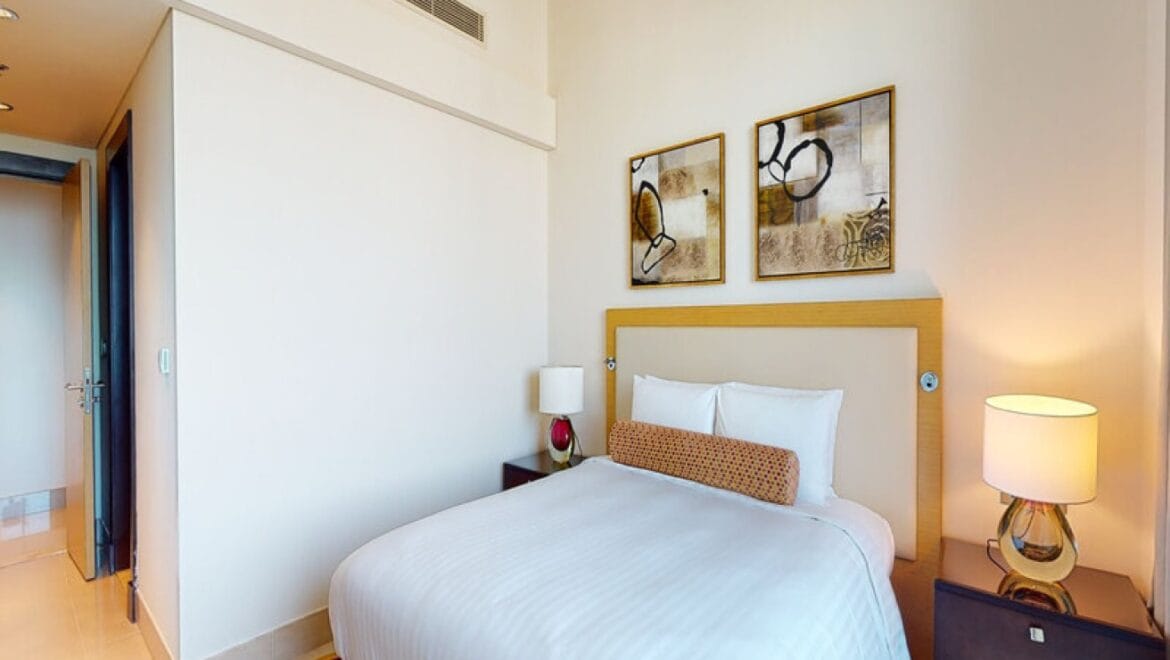 Interior view of a modern 3-bedroom Marriott Executive Apartments in Al Jaddaf, Dubai, featuring a spacious living area and a maid's room.-Propertyana real estate in dubai and sharjeh