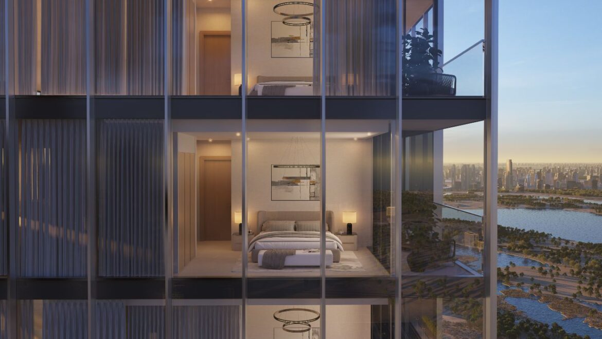 2-bedroom apartment at The Element, Sobha One in Mohammed Bin Rashid City, Dubai, featuring modern living spaces with views of the golf course and Downtown Dubai.-Propertyana real estate in dubai and sharjeh