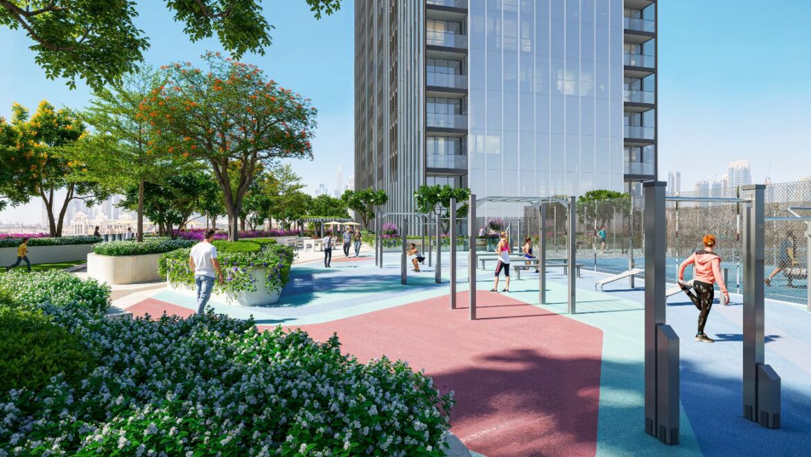 2-bedroom apartment at The Element, Sobha One in Mohammed Bin Rashid City, Dubai, featuring modern living spaces with views of the golf course and Downtown Dubai.-Propertyana real estate in dubai and sharjeh