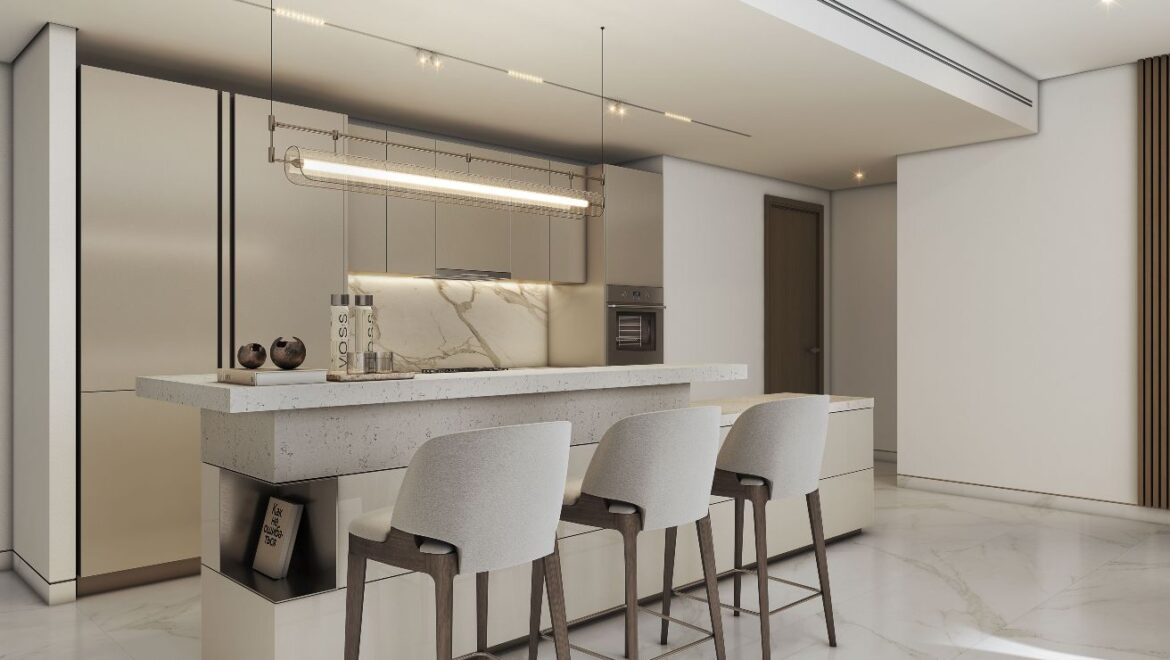 2-bedroom apartment at The Element, Sobha One in Mohammed Bin Rashid City, Dubai, featuring modern living spaces with views of the golf course and Downtown Dubai.-Propertyana real estate in dubai and sharjeh