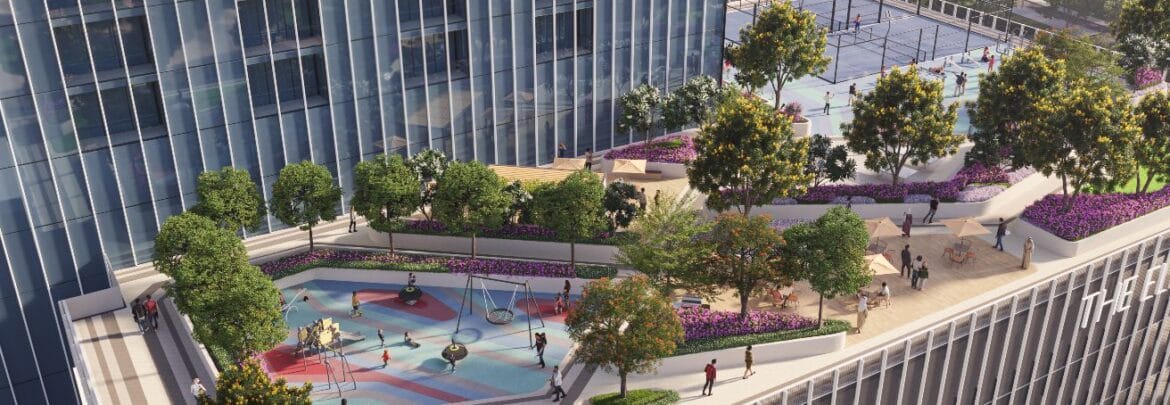 2-bedroom apartment at The Element, Sobha One in Mohammed Bin Rashid City, Dubai, featuring modern living spaces with views of the golf course and Downtown Dubai.-Propertyana real estate in dubai and sharjeh