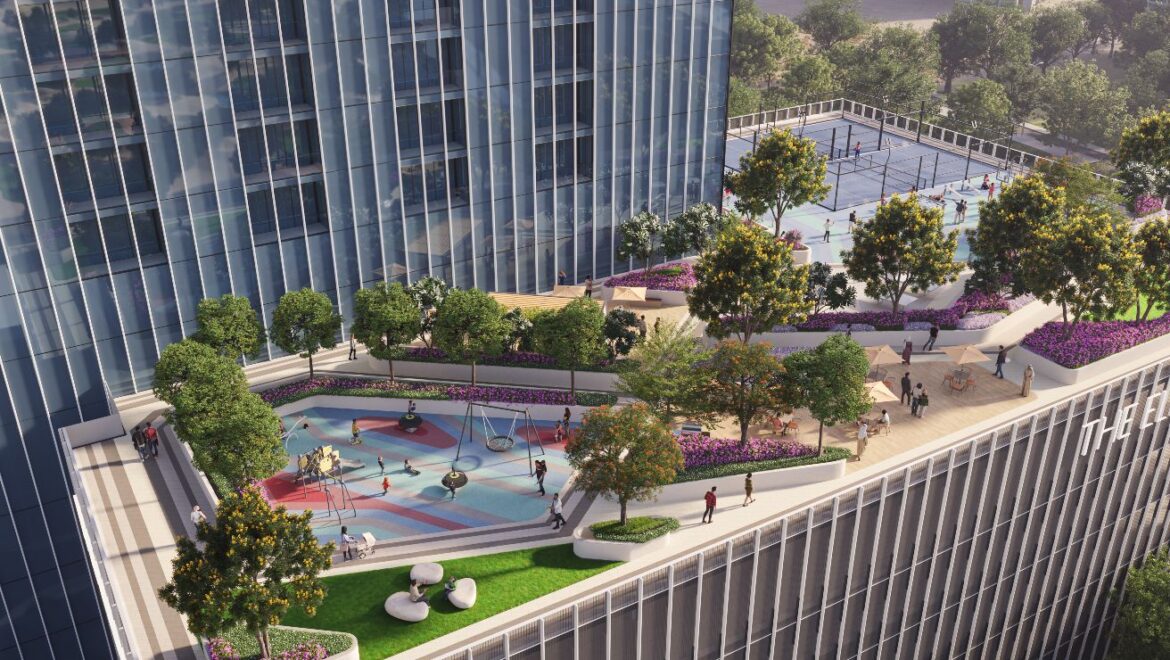 2-bedroom apartment at The Element, Sobha One in Mohammed Bin Rashid City, Dubai, featuring modern living spaces with views of the golf course and Downtown Dubai.-Propertyana real estate in dubai and sharjeh