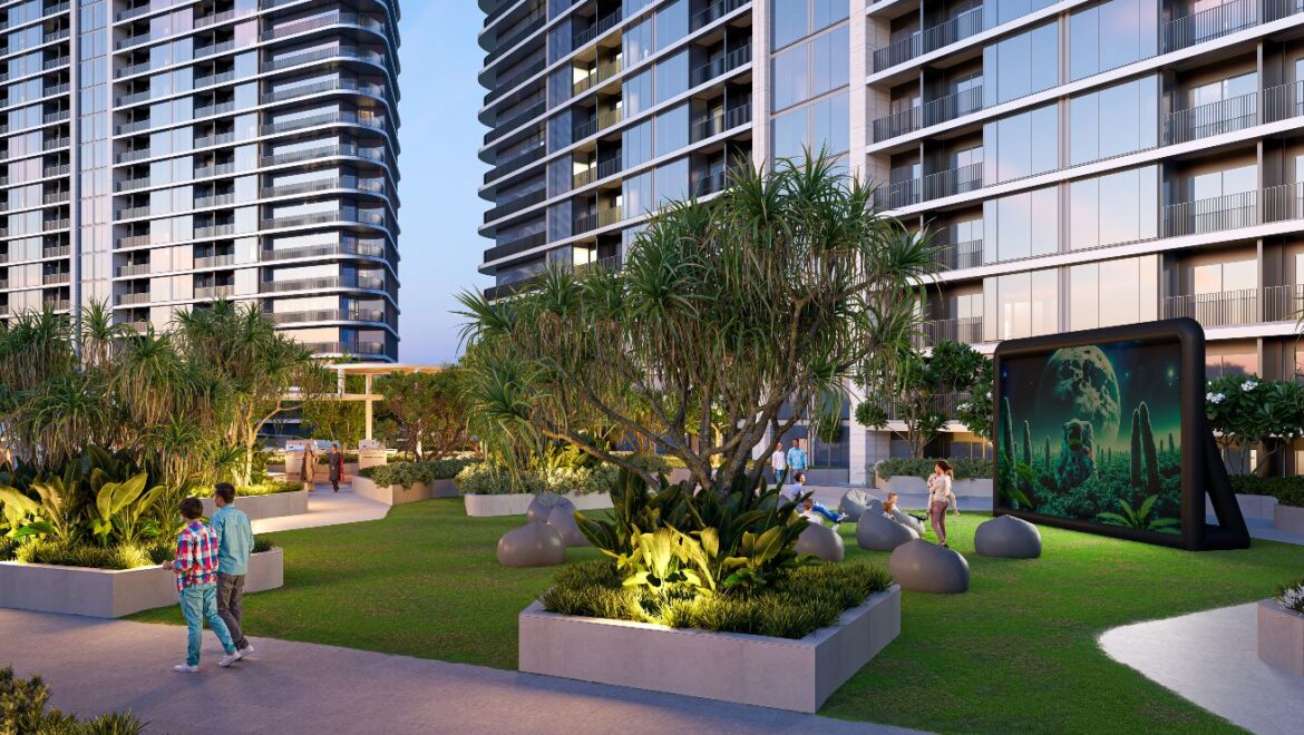 A modern 3-bedroom Sobha Solis residential apartment in Dubai's Motor City, highlighting expansive skyline views and inviting community spaces.-Propertyana real estate in dubai and sharjeh
