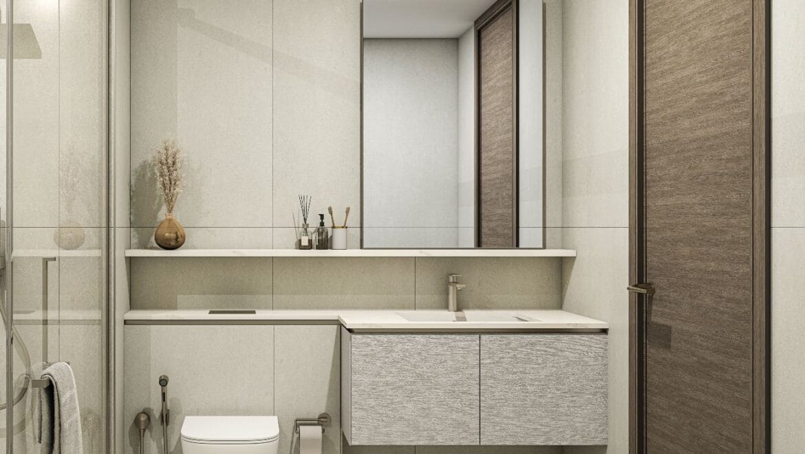 A modern 3-bedroom Sobha Solis residential apartment in Dubai's Motor City, highlighting expansive skyline views and inviting community spaces.-Propertyana real estate in dubai and sharjeh