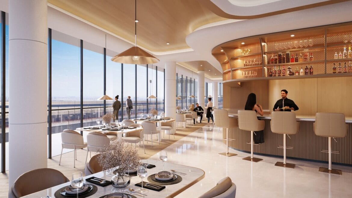 A modern 3-bedroom Sobha Solis residential apartment in Dubai's Motor City, highlighting expansive skyline views and inviting community spaces.-Propertyana real estate in dubai and sharjeh