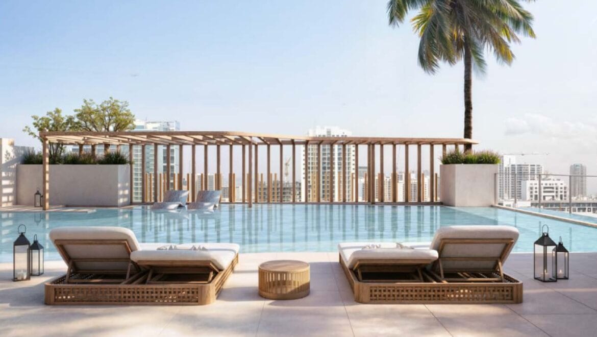 Interior view of a modern 1-bedroom apartment at Lume Residence, Jumeirah Village Circle, Dubai-Propertyana real estate in dubai and sharjeh