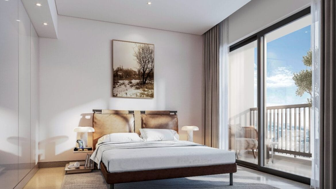 Street-view of a modern 1-bedroom Sobha Orbis Tower C apartment in Motor City, Dubai.-Propertyana real estate in dubai and sharjeh