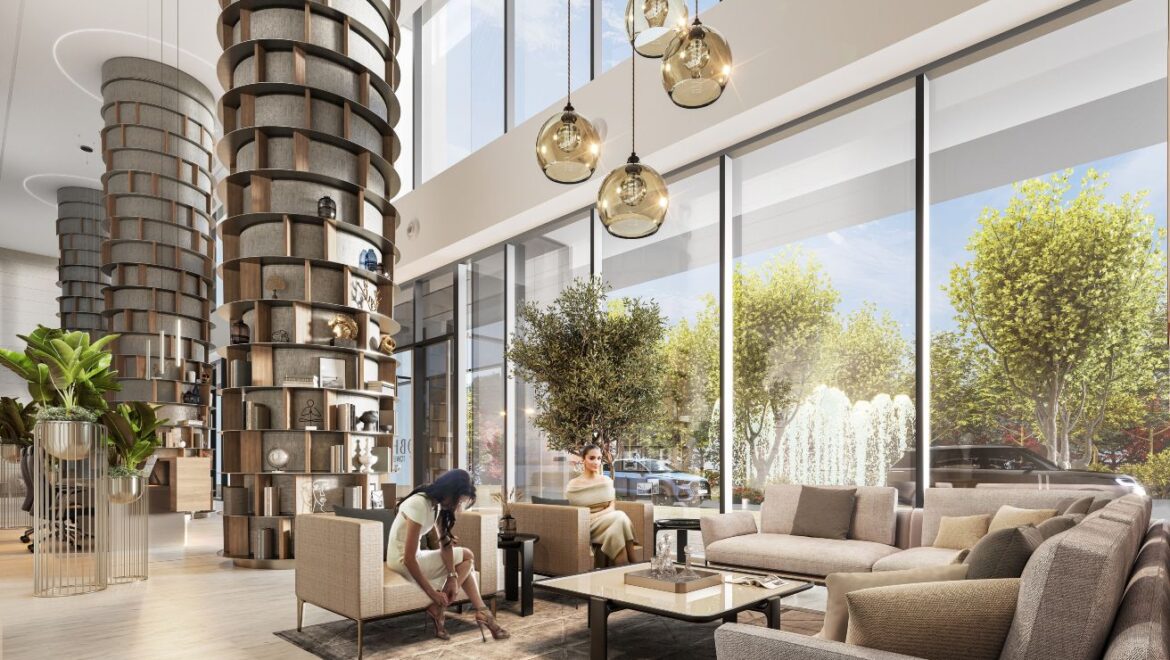 Interior view of a stylish 2-bedroom Sobha Orbis apartment in Dubai's Motor City, featuring a bright living area, modern furnishings, and contemporary finishes.-Propertyana real estate in dubai and sharjeh