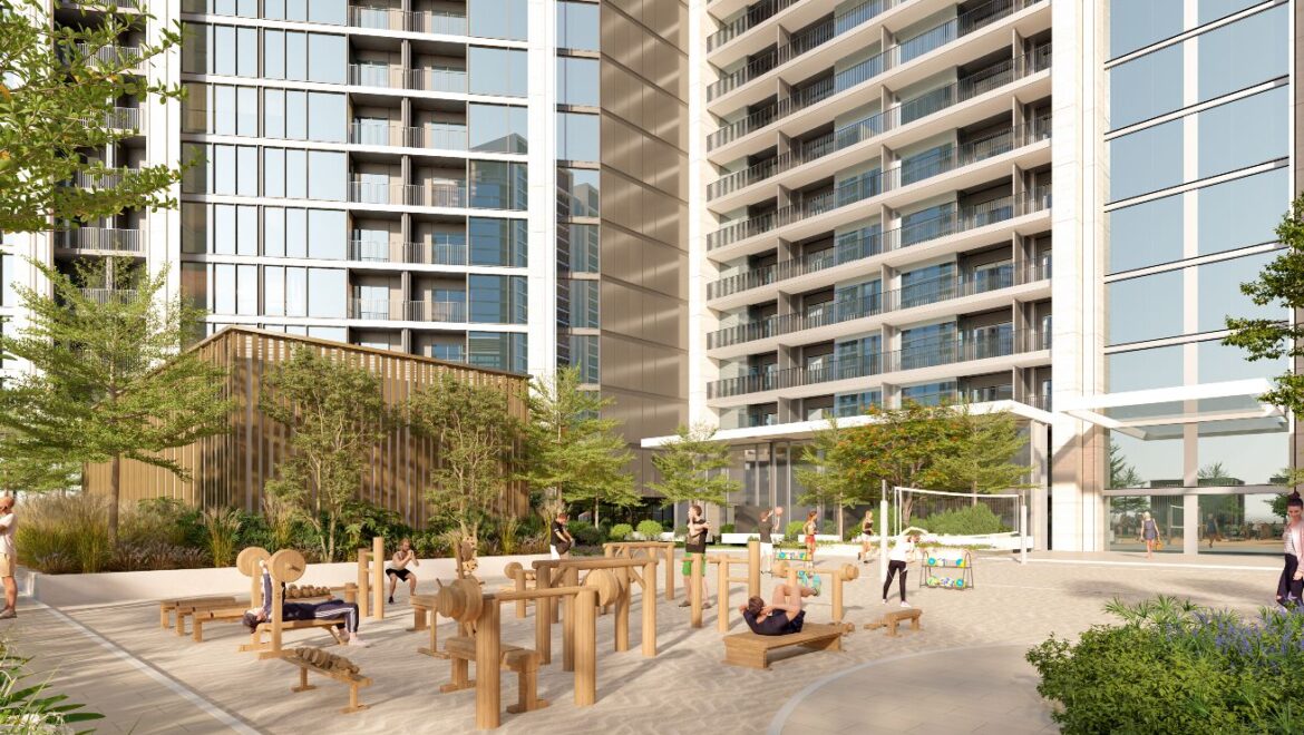 Interior view of a stylish 2-bedroom Sobha Orbis apartment in Dubai's Motor City, featuring a bright living area, modern furnishings, and contemporary finishes.-Propertyana real estate in dubai and sharjeh