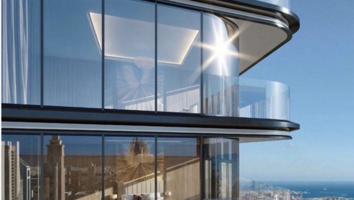 Interior view of a 1-bedroom residential apartment in Trump Tower, Dubai on Sheikh Zayed Road, featuring modern decor and premium finishes.-Propertyana real estate in dubai and sharjeh