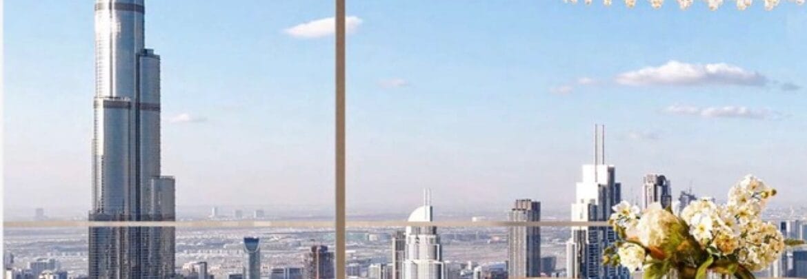 Interior view of a 1-bedroom residential apartment in Trump Tower, Dubai on Sheikh Zayed Road, featuring modern decor and premium finishes.-Propertyana real estate in dubai and sharjeh