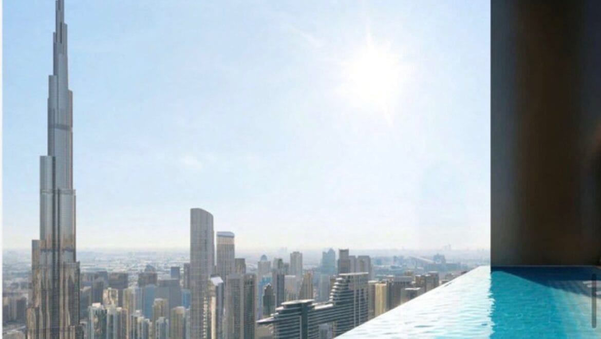 Interior view of a 1-bedroom residential apartment in Trump Tower, Dubai on Sheikh Zayed Road, featuring modern decor and premium finishes.-Propertyana real estate in dubai and sharjeh