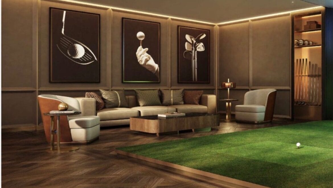 Interior view of a 1-bedroom residential apartment in Trump Tower, Dubai on Sheikh Zayed Road, featuring modern decor and premium finishes.-Propertyana real estate in dubai and sharjeh