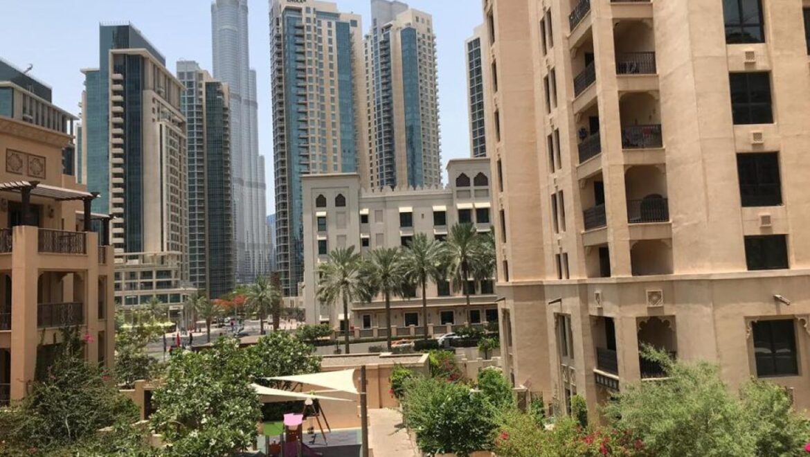 A fully furnished 1-bedroom apartment in Zanzebeel 2, Downtown Dubai, Dubai, featuring a balcony with views of the Burj Khalifa.-Propertyana real estate in dubai and sharjeh
