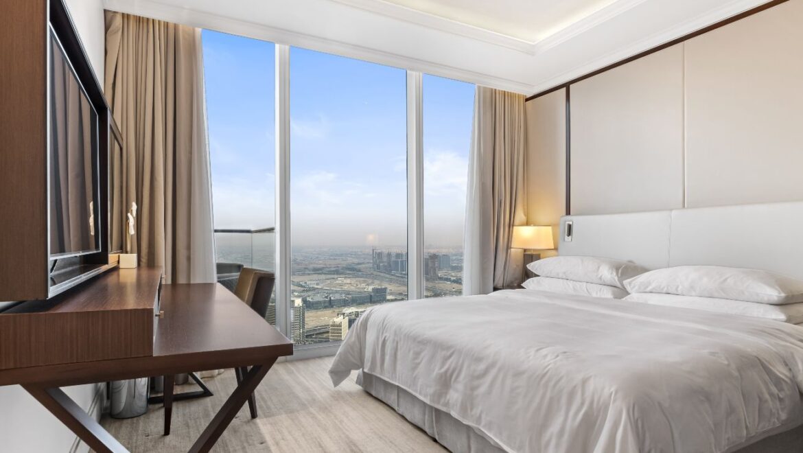 Furnished 1-bedroom apartment at Address Fountain Views, Downtown Dubai, high-floor unit with city skyline view.-Propertyana real estate in dubai and sharjeh