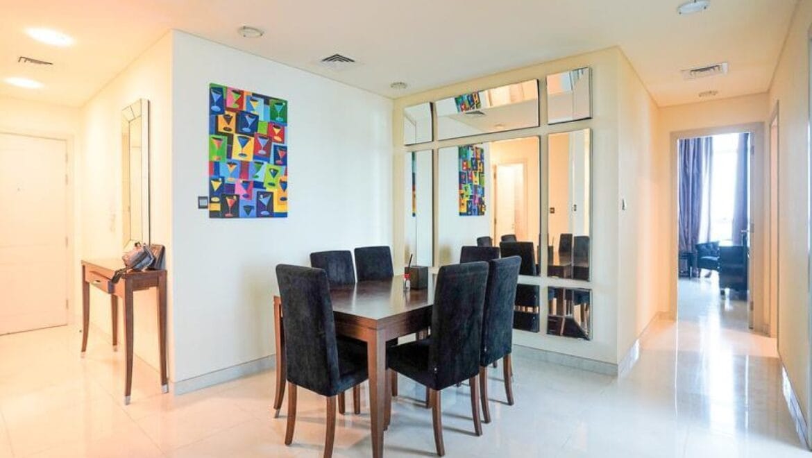 2-bedroom maid's room apartment at The Polo Residence, Meydan, Dubai, fully furnished on a high floor-Propertyana real estate in dubai and sharjeh