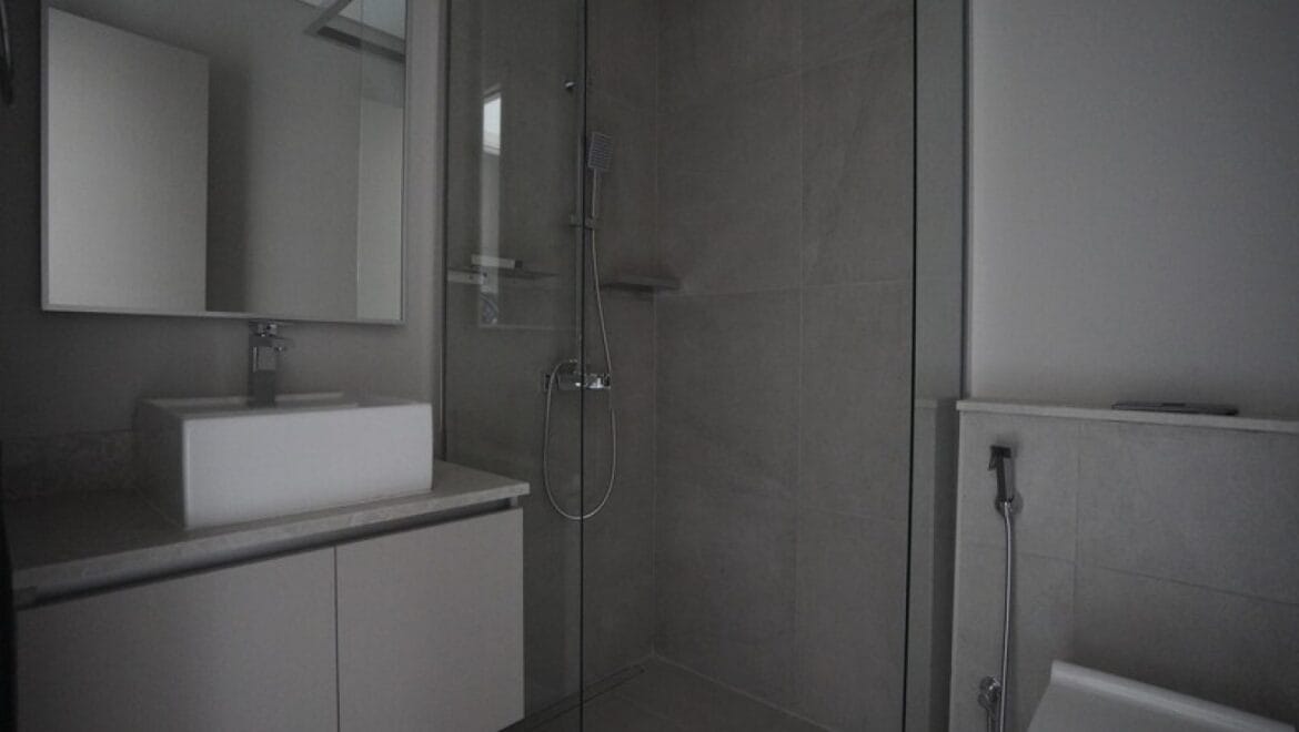 Exterior view of a modern three-bedroom townhouse in MAG Eye, Mohammed Bin Rashid City, Dubai; unfurnished.-Propertyana real estate in dubai and sharjeh