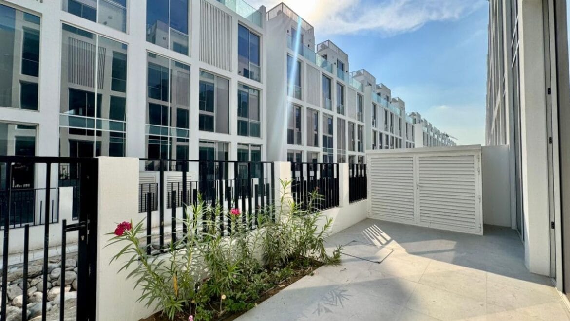 Exterior shot of a brand-new 4-bedroom Ixora Townhouse in Al Barari, Dubai-Propertyana real estate in dubai and sharjeh