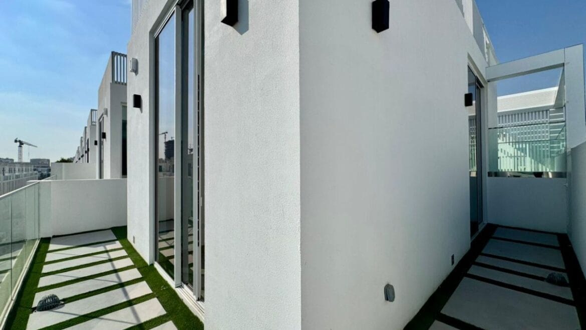 Exterior shot of a brand-new 4-bedroom Ixora Townhouse in Al Barari, Dubai-Propertyana real estate in dubai and sharjeh