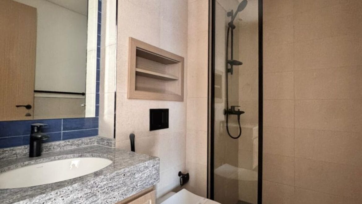 Exterior view of a luxury 3-bedroom townhouse in Santorini at Damac Lagoons, Dubai, residential community.-Propertyana real estate in dubai and sharjeh