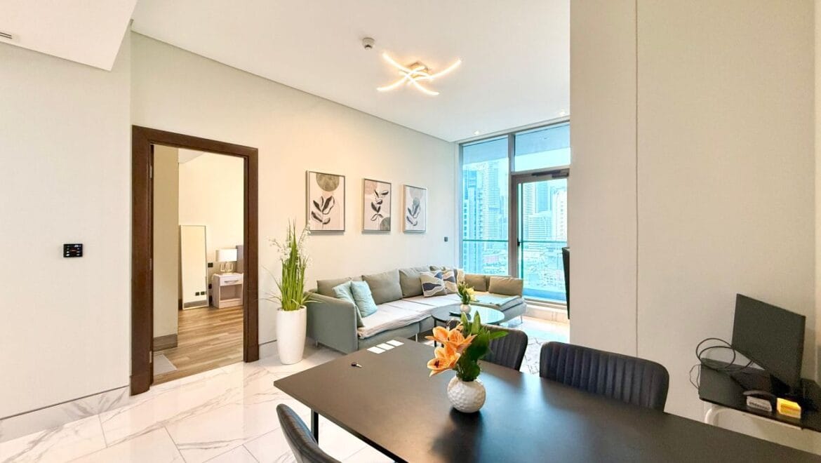 Interior of a 1-bedroom apartment in J ONE Tower A, Business Bay, Dubai, featuring a modern elegant living area.-Propertyana real estate in dubai and sharjeh