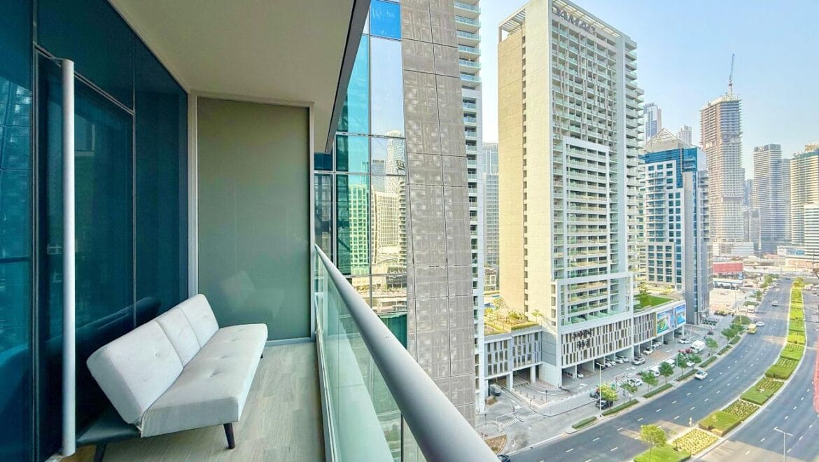 Interior of a 1-bedroom apartment in J ONE Tower A, Business Bay, Dubai, featuring a modern elegant living area.-Propertyana real estate in dubai and sharjeh