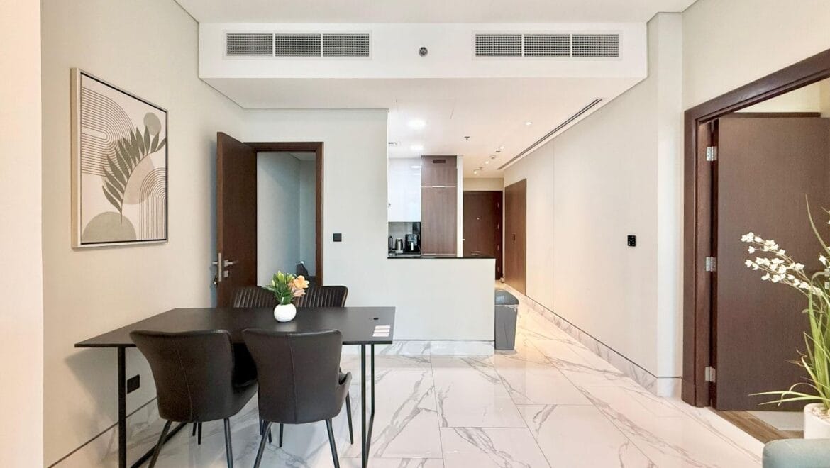 Interior of a 1-bedroom apartment in J ONE Tower A, Business Bay, Dubai, featuring a modern elegant living area.-Propertyana real estate in dubai and sharjeh
