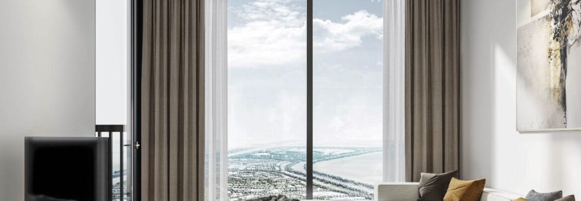 Interior view of a modern 1-bedroom Sobha Orbis apartment in Dubai's Motor City, offering a premium view of Arabian Ranches-Propertyana real estate in dubai and sharjeh