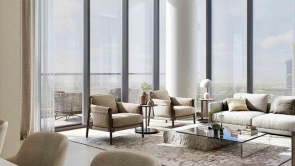 Interior view of a modern 1-bedroom Sobha Orbis apartment in Dubai's Motor City, offering a premium view of Arabian Ranches-Propertyana real estate in dubai and sharjeh