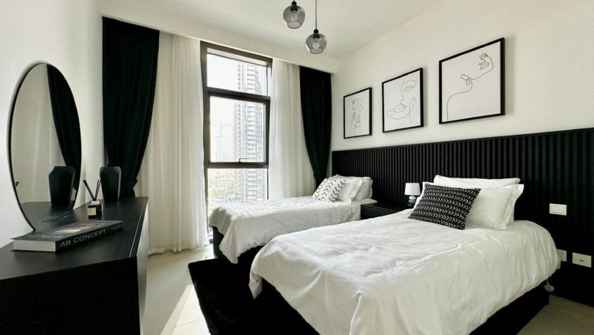 3-bedroom Burj Crown apartment in Downtown Dubai, Dubai, featuring an elegant upgraded living space with modern finishes.-Propertyana real estate in dubai and sharjeh