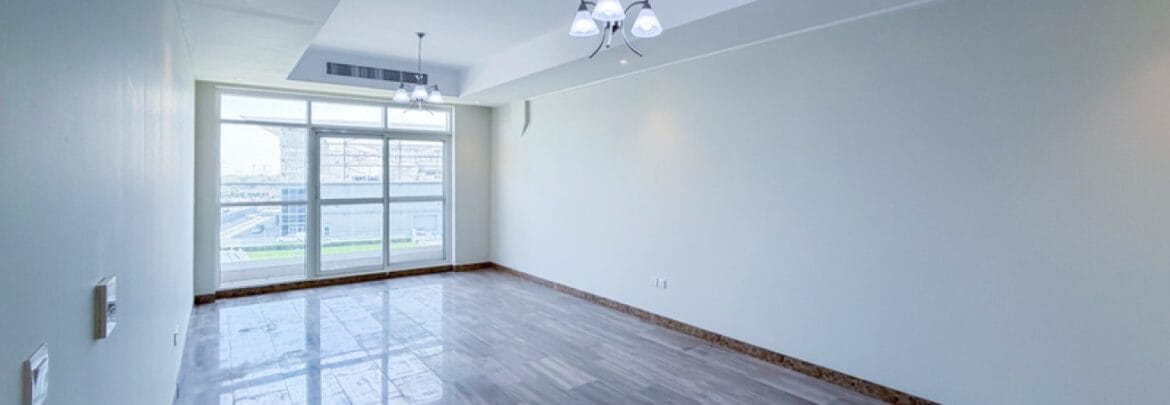 Interior view of a 1-bedroom apartment at The Derby Residences 3, Meydan, Dubai, featuring a modern living area and bedroom; brand new and vacant.-Propertyana real estate in dubai and sharjeh