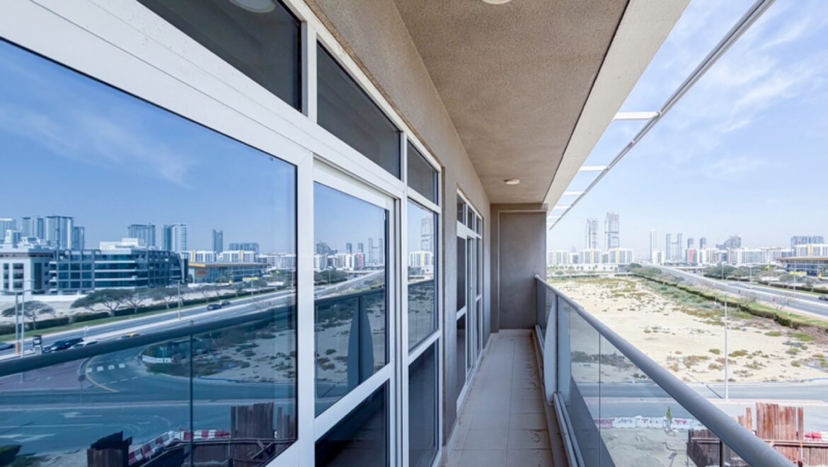 A 1-bedroom apartment at The Derby Residences 3 in Meydan, Dubai, showcasing a modern living space; brand new and vacant.-Propertyana real estate in dubai and sharjeh