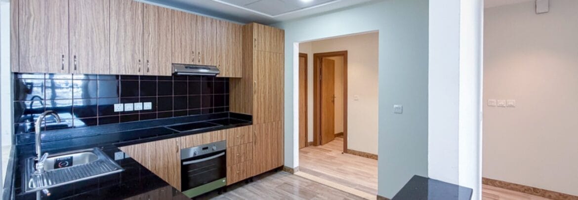 Interior of a brand-new, vacant 1-bedroom apartment at The Derby Residences 3, Meydan, Dubai-Propertyana real estate in dubai and sharjeh