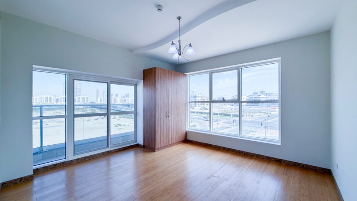 2-bedroom apartment at The Derby Residences 2, Meydan, Dubai, featuring modern living space with a view of the Burj Khalifa.-Propertyana real estate in dubai and sharjeh