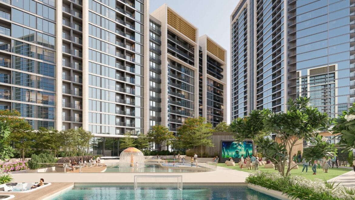 1-bedroom Sobha Orbis Tower B apartment in Motor City, Dubai, featuring modern luxury finishes and a spacious living area-Propertyana real estate in dubai and sharjeh