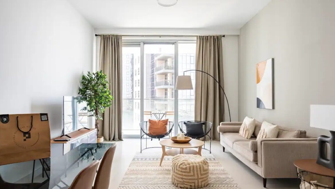 Interior view of a stylish, furnished 1-bedroom apartment at The Grand, Dubai Creek Harbour (The Lagoons), Dubai-Propertyana real estate in dubai and sharjeh