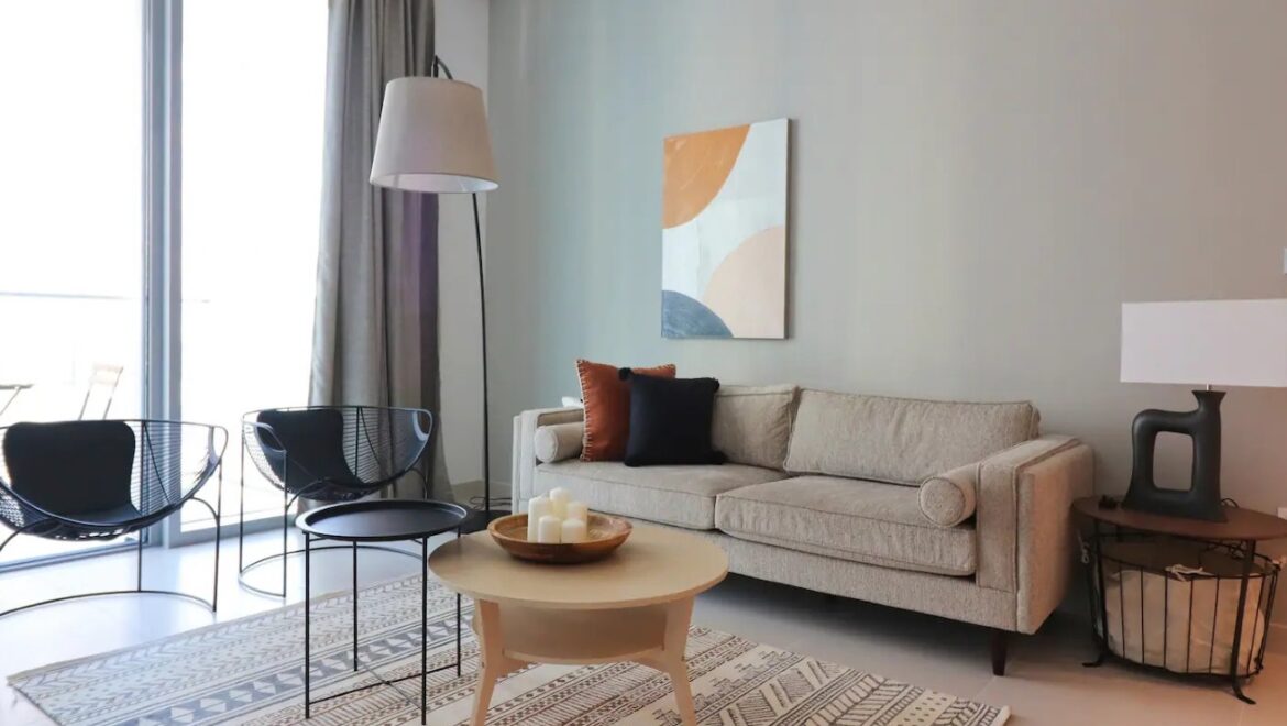 Interior view of a stylish, furnished 1-bedroom apartment at The Grand, Dubai Creek Harbour (The Lagoons), Dubai-Propertyana real estate in dubai and sharjeh