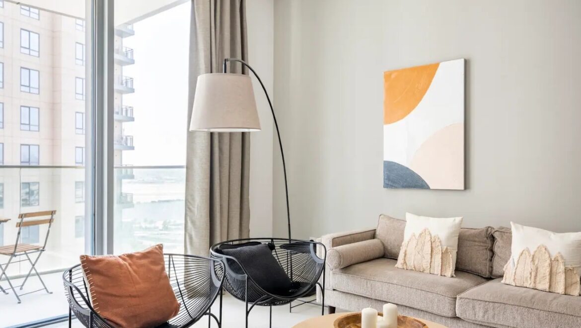 Interior view of a stylish, furnished 1-bedroom apartment at The Grand, Dubai Creek Harbour (The Lagoons), Dubai-Propertyana real estate in dubai and sharjeh
