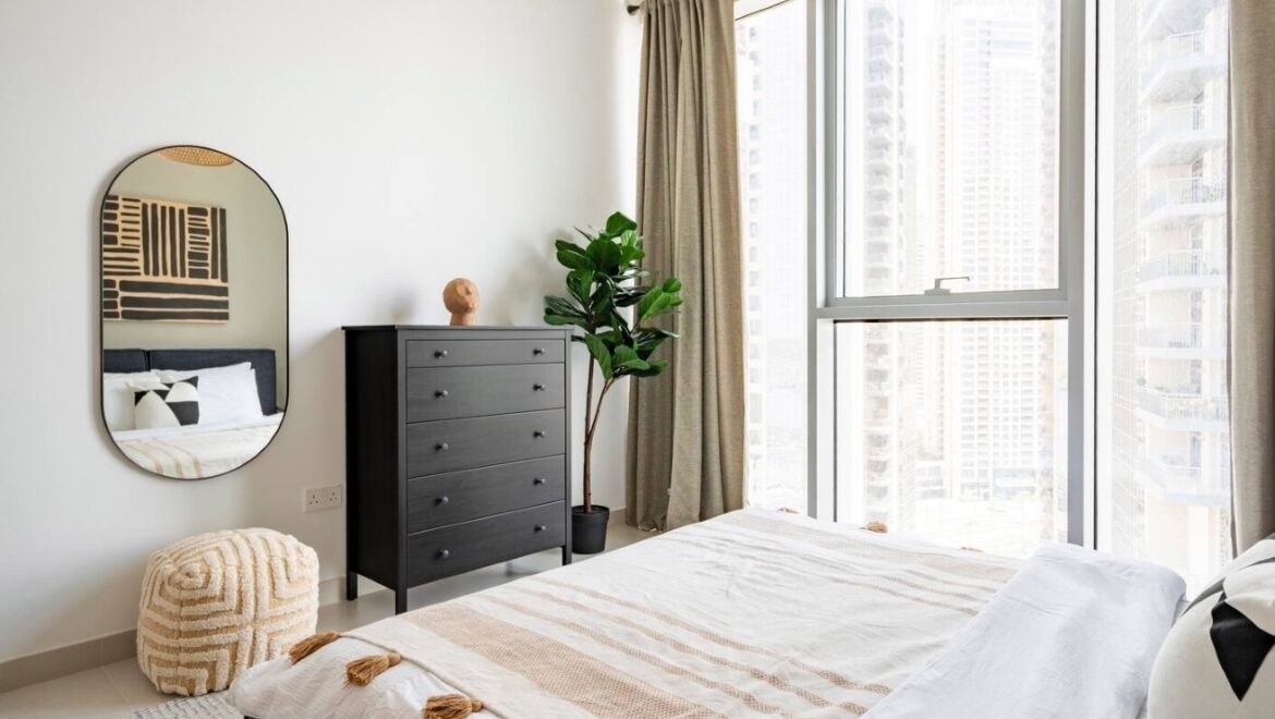 Interior view of a stylish, furnished 1-bedroom apartment at The Grand, Dubai Creek Harbour (The Lagoons), Dubai-Propertyana real estate in dubai and sharjeh
