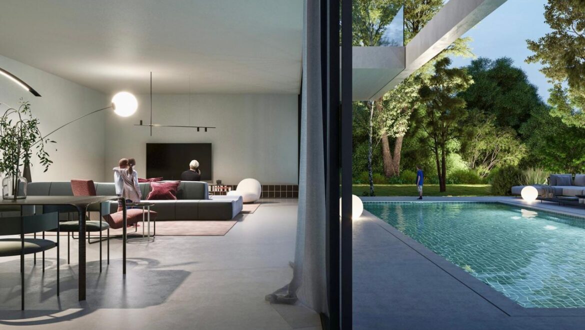 Exterior view of a 3-bedroom corner townhouse in Sequoia, Masaar by Arada, Tilal City, Sharjah.-Propertyana real estate in dubai and sharjeh